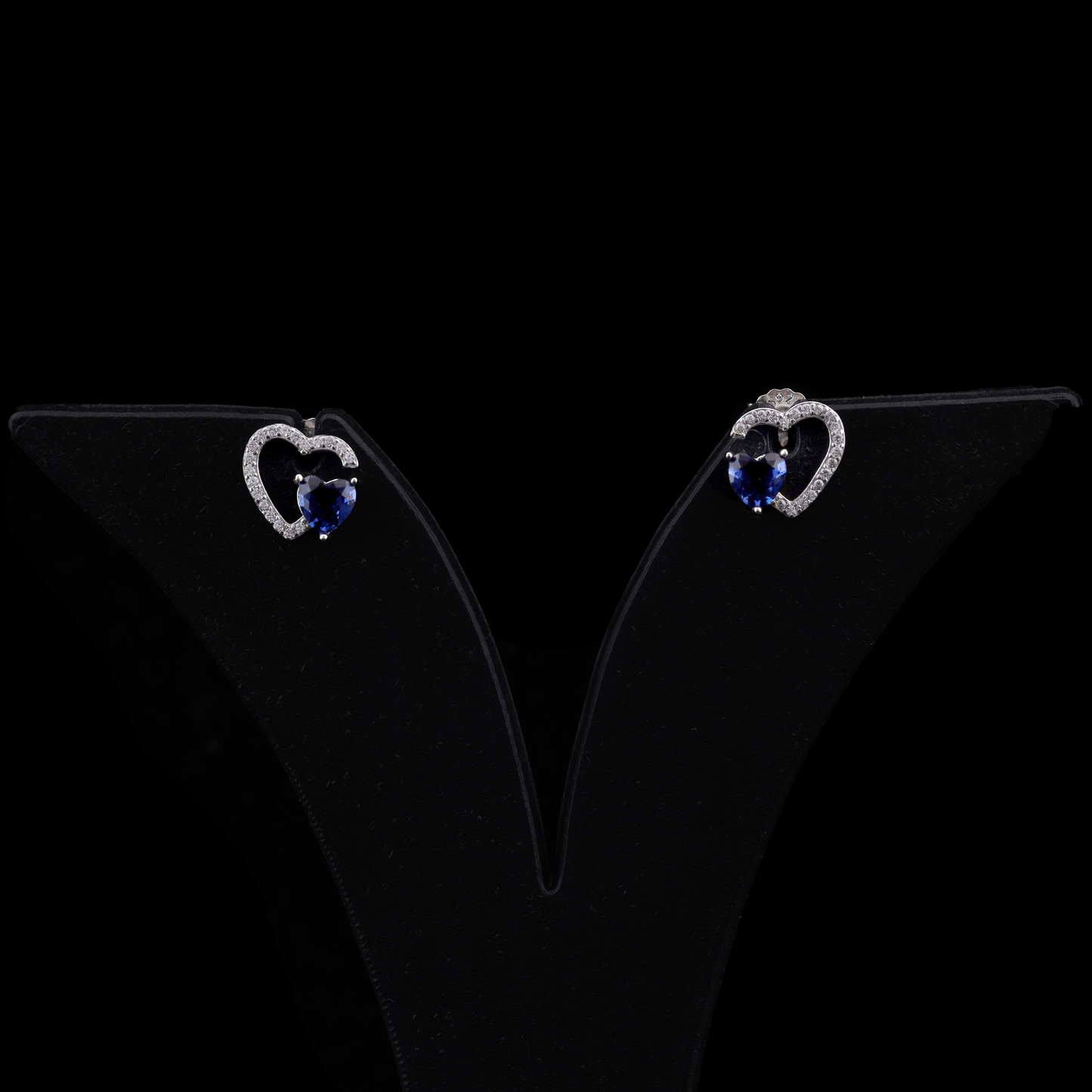 Blue Heart Stud Earrings Flaunt Glow