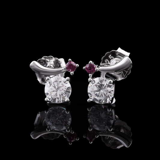 Pink Accent Solitaire Stud Earrings Flaunt Glow