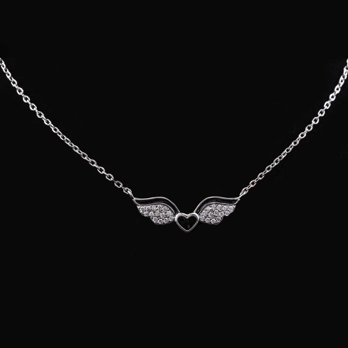Angel Wing Heart Pendant Necklace Flaunt Glow