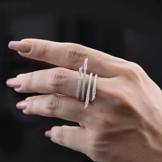Layered Wrap Diamond Statement Ring Flaunt Glow