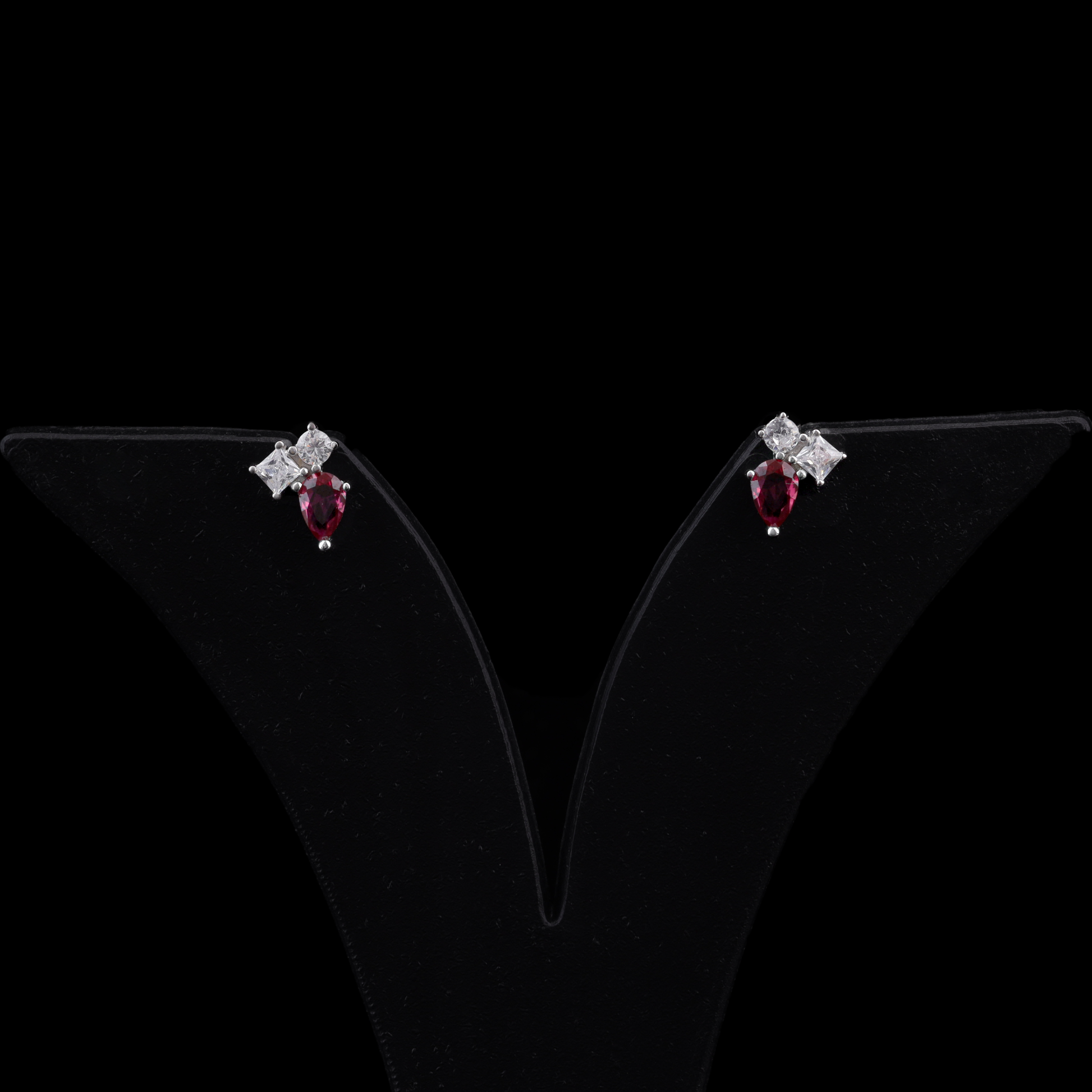 Ruby Cluster Stud Earrings Flaunt Glow