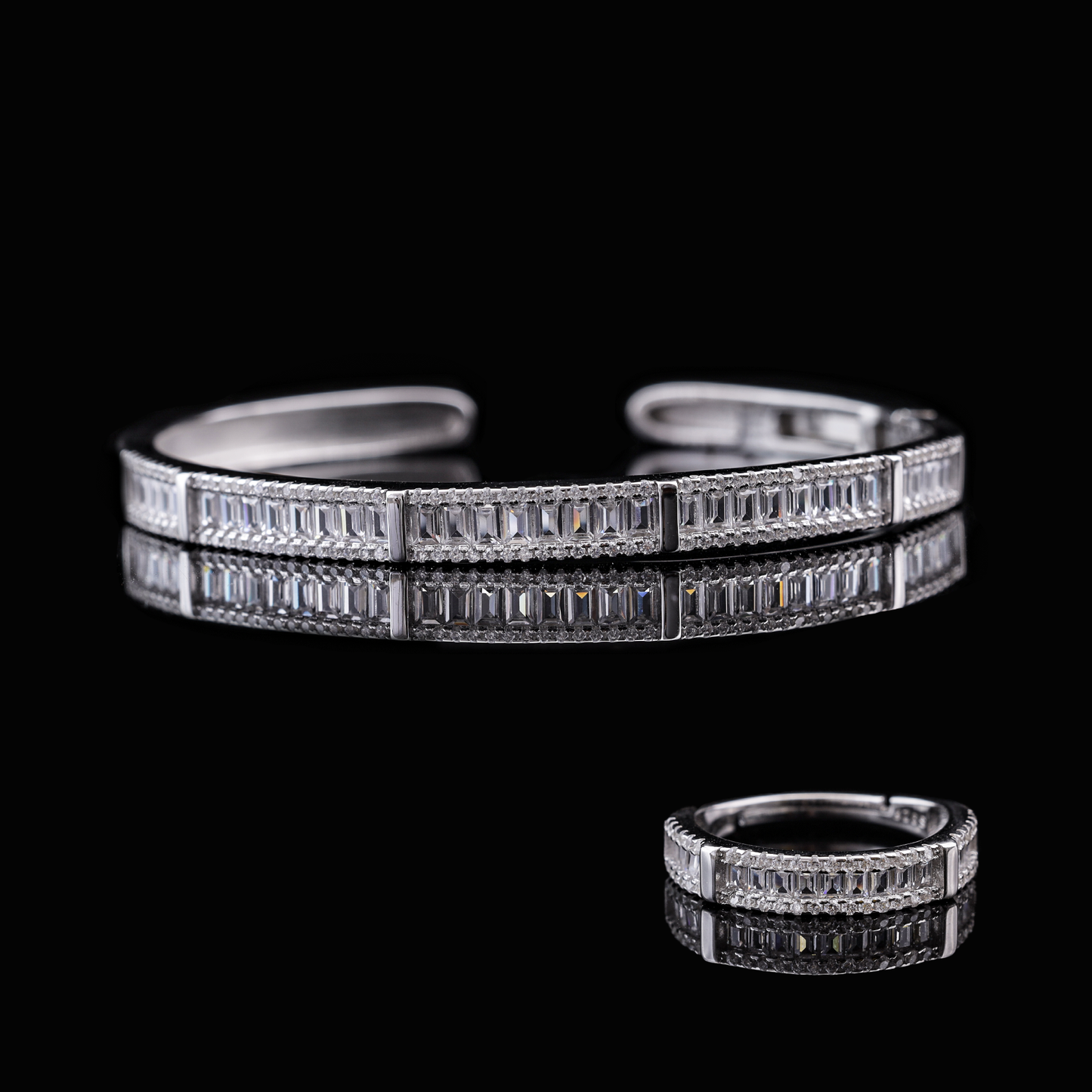 Baguette Crystal Bracelet & Ring Set Flaunt Glow