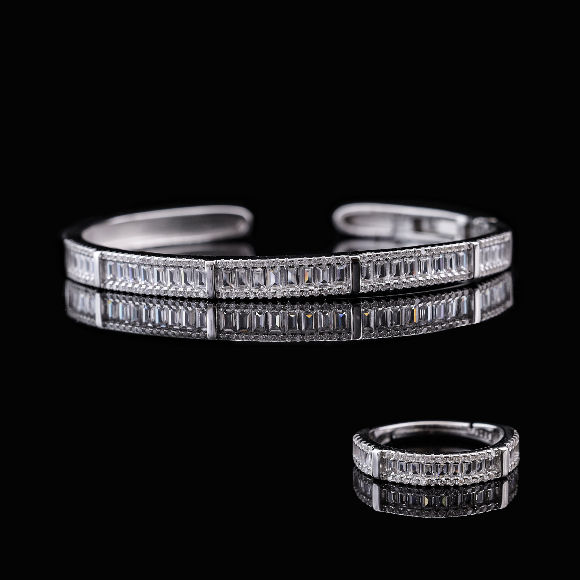 Baguette Crystal Bracelet & Ring Set Flaunt Glow