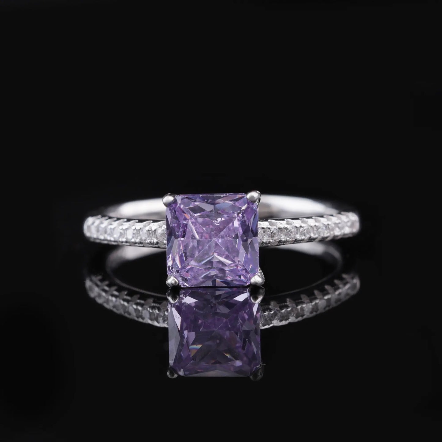 Purple Princess Cut Diamond Ring Flaunt Glow