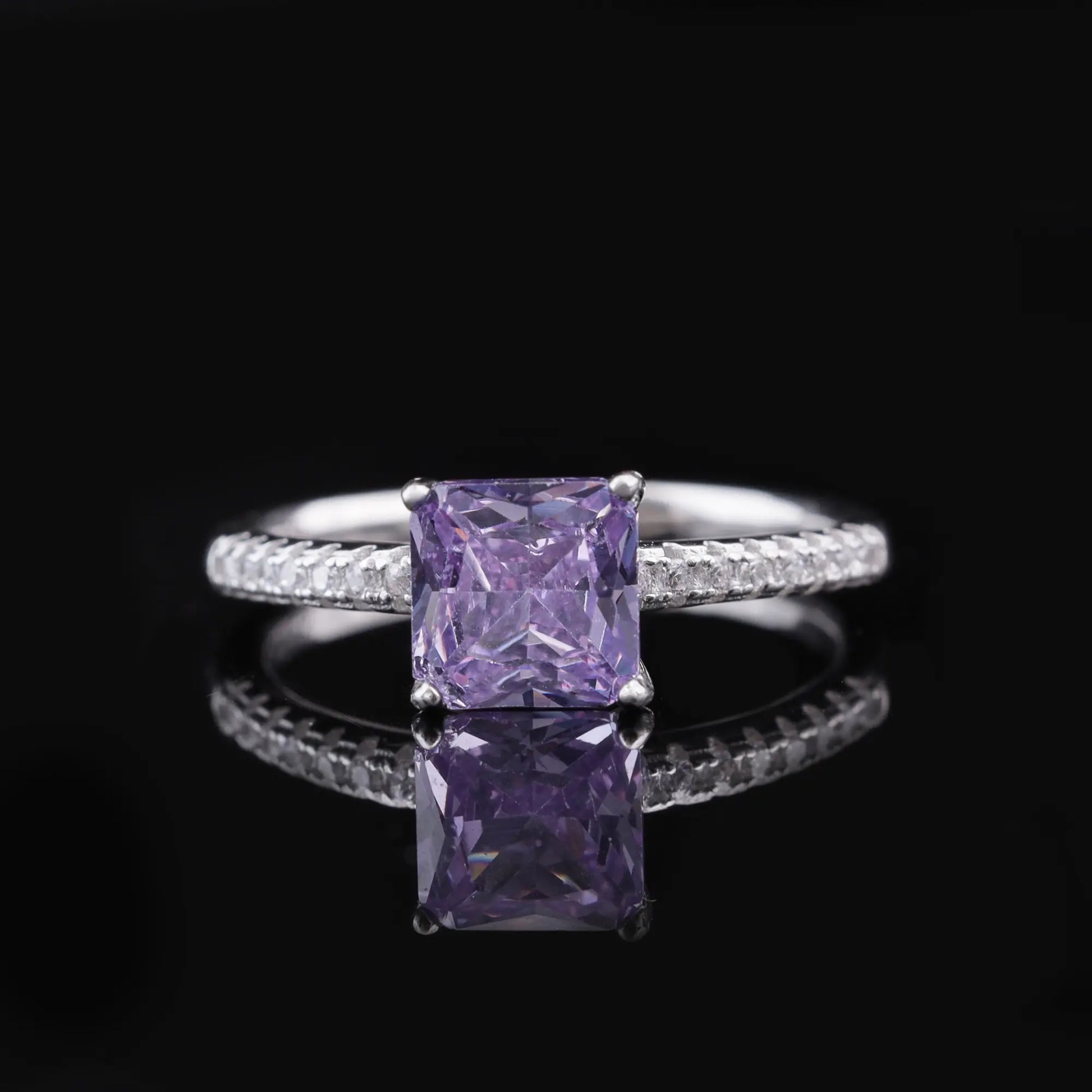 Purple Princess Cut Diamond Ring Flaunt Glow