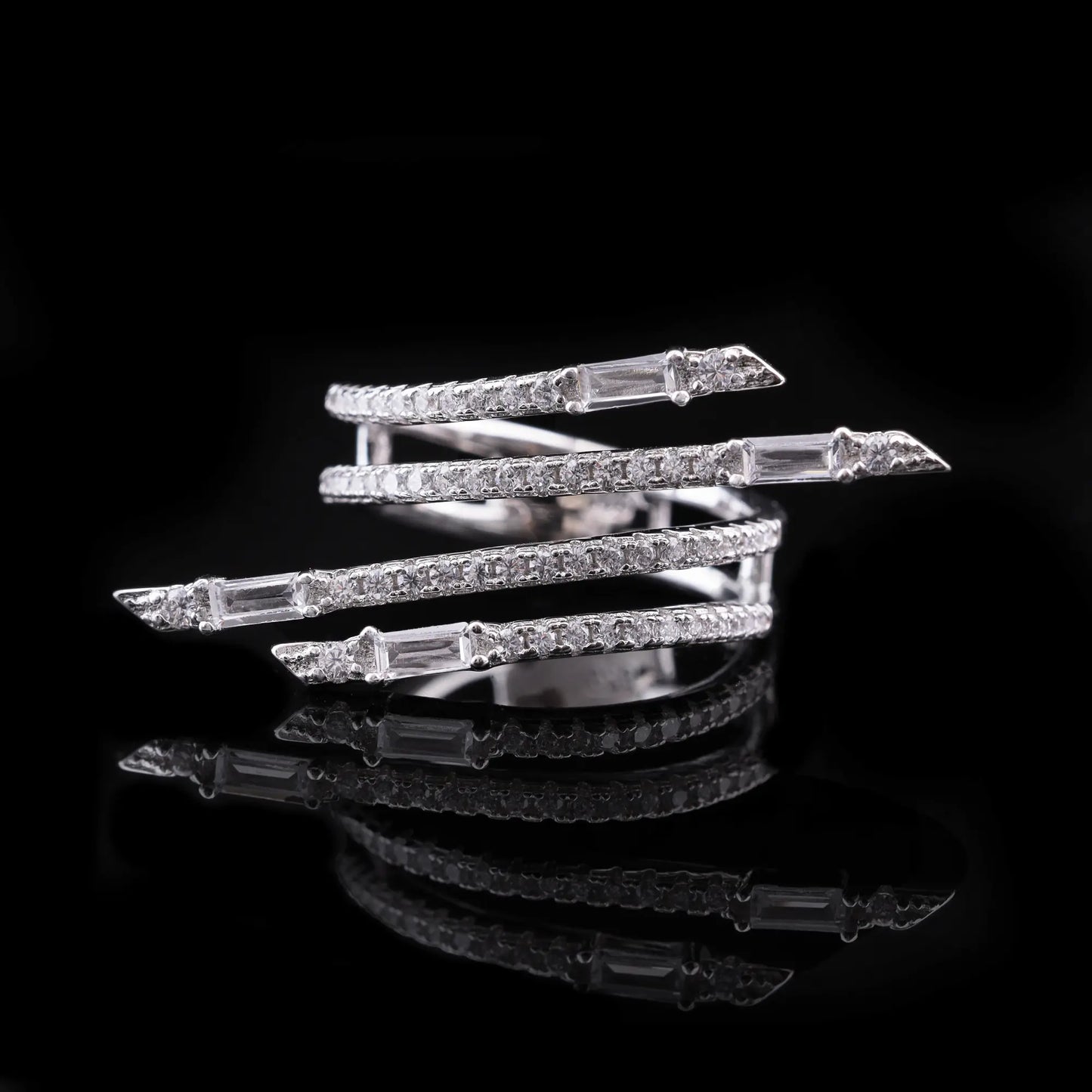 Layered Wrap Diamond Statement Ring Flaunt Glow