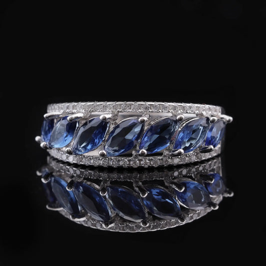Luxury Blue Sapphire Eternity Band Ring Flaunt Glow