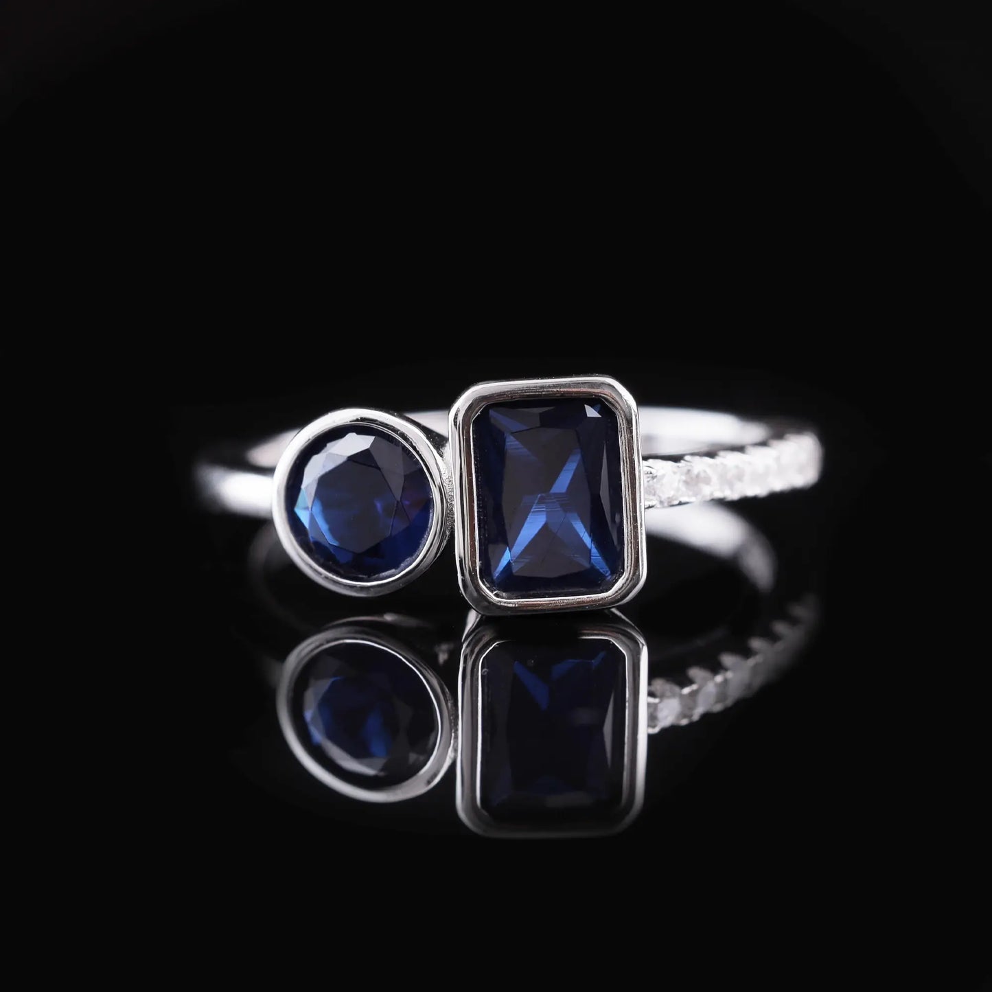 Blue Sapphire Dual Stone Diamond Ring Flaunt Glow