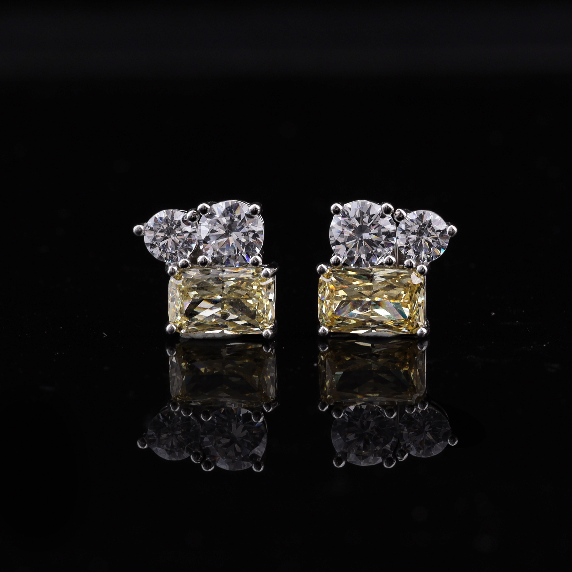 Dual Tone Crystal Stud Earrings Flaunt Glow