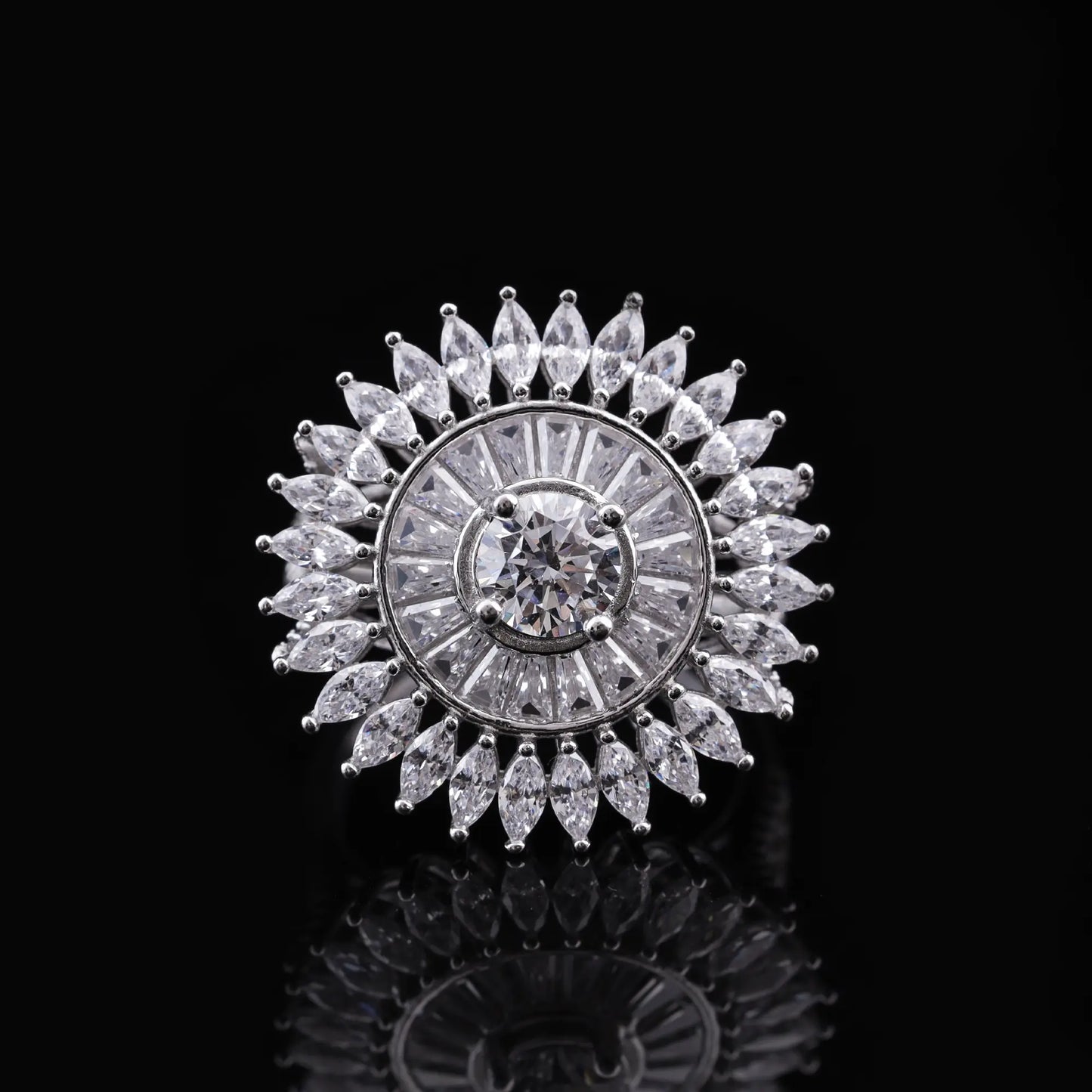 Luxury Diamond Halo Cocktail Ring Flaunt Glow