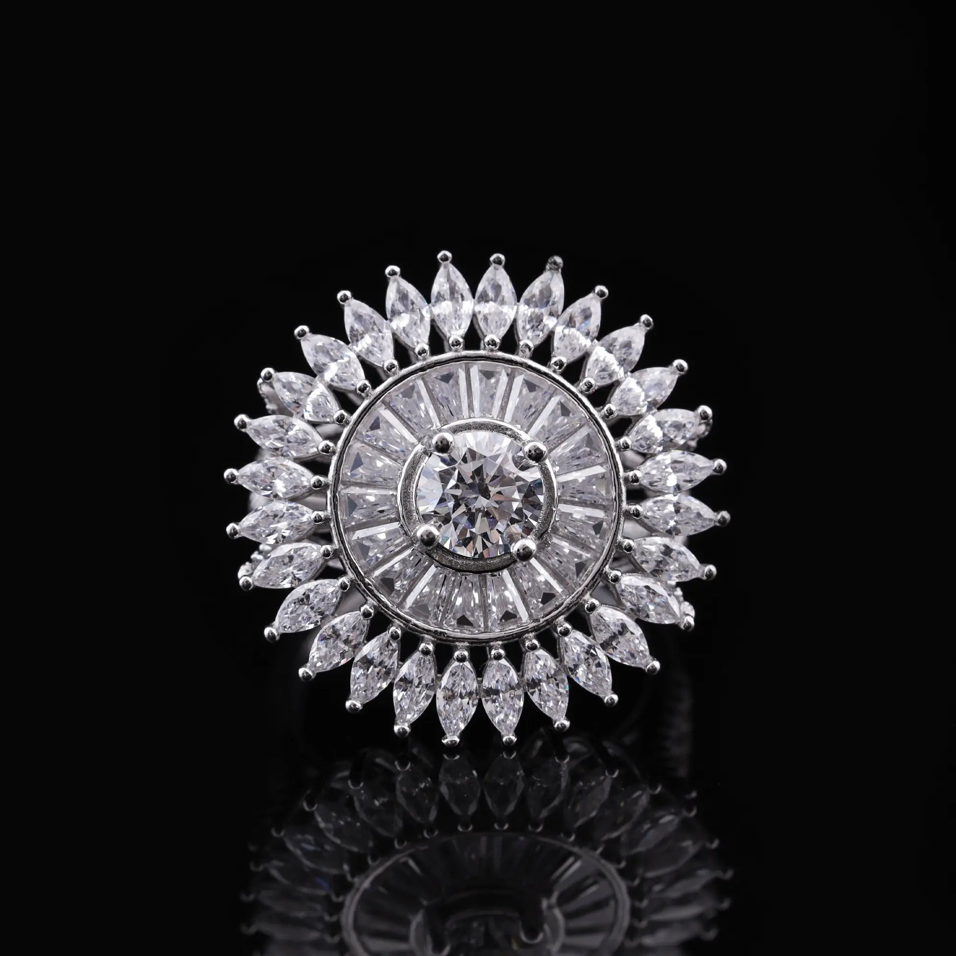Luxury Diamond Halo Cocktail Ring Flaunt Glow