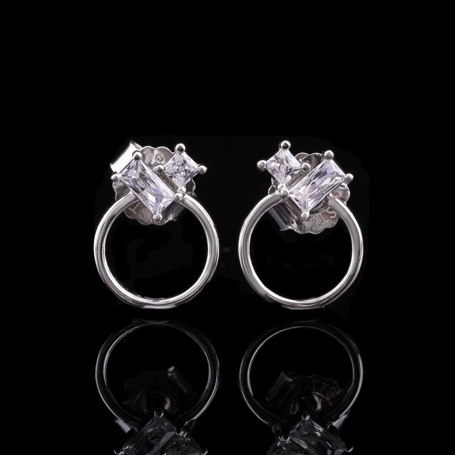 Geometric Crystal Hoop Stud Earrings Flaunt Glow