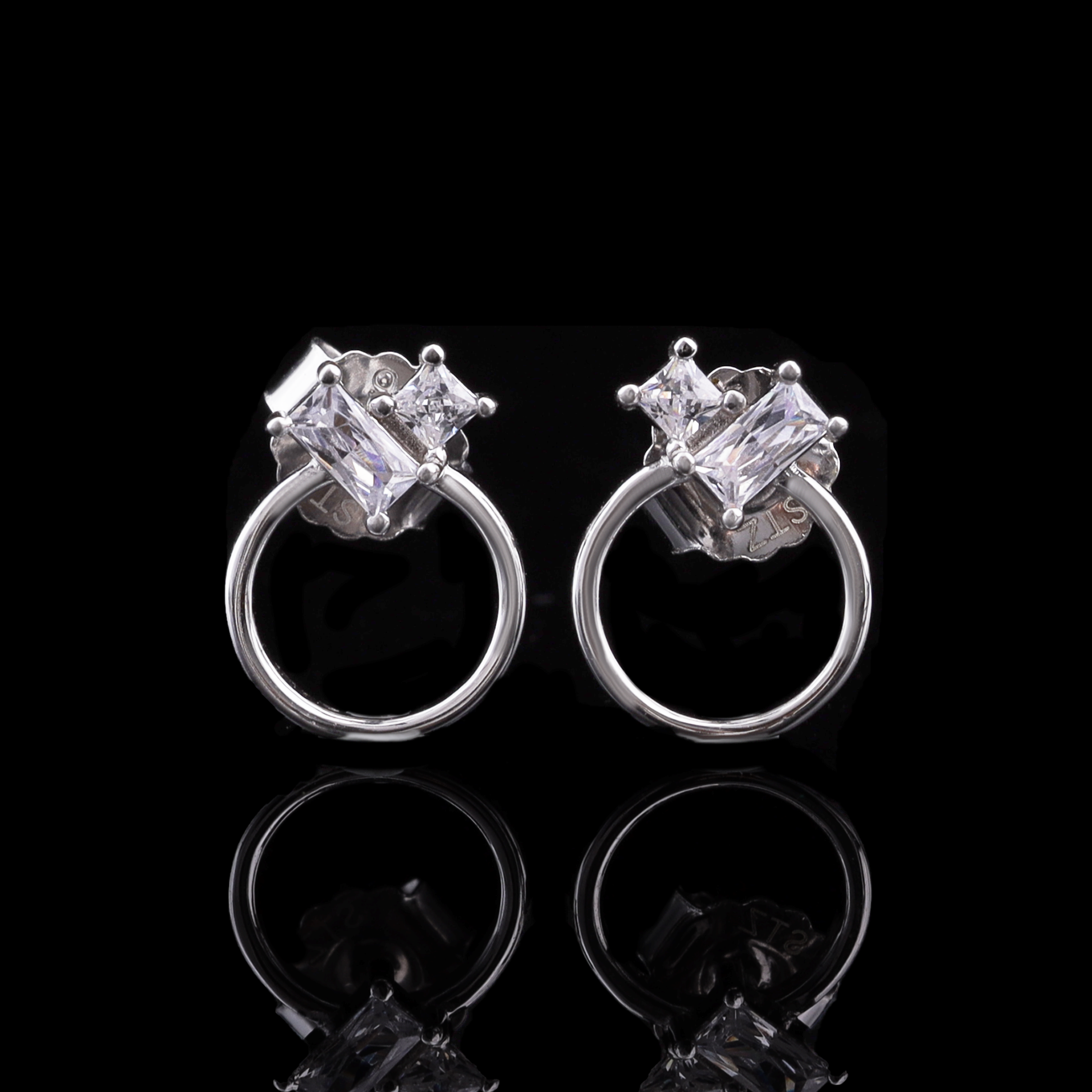 Geometric Crystal Hoop Stud Earrings Flaunt Glow