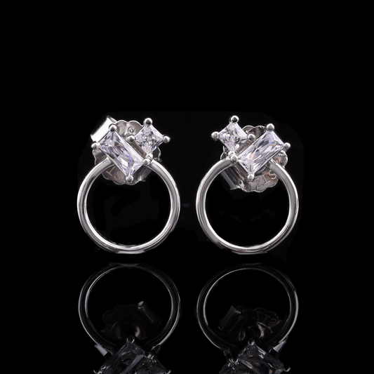 Geometric Crystal Hoop Stud Earrings Flaunt Glow