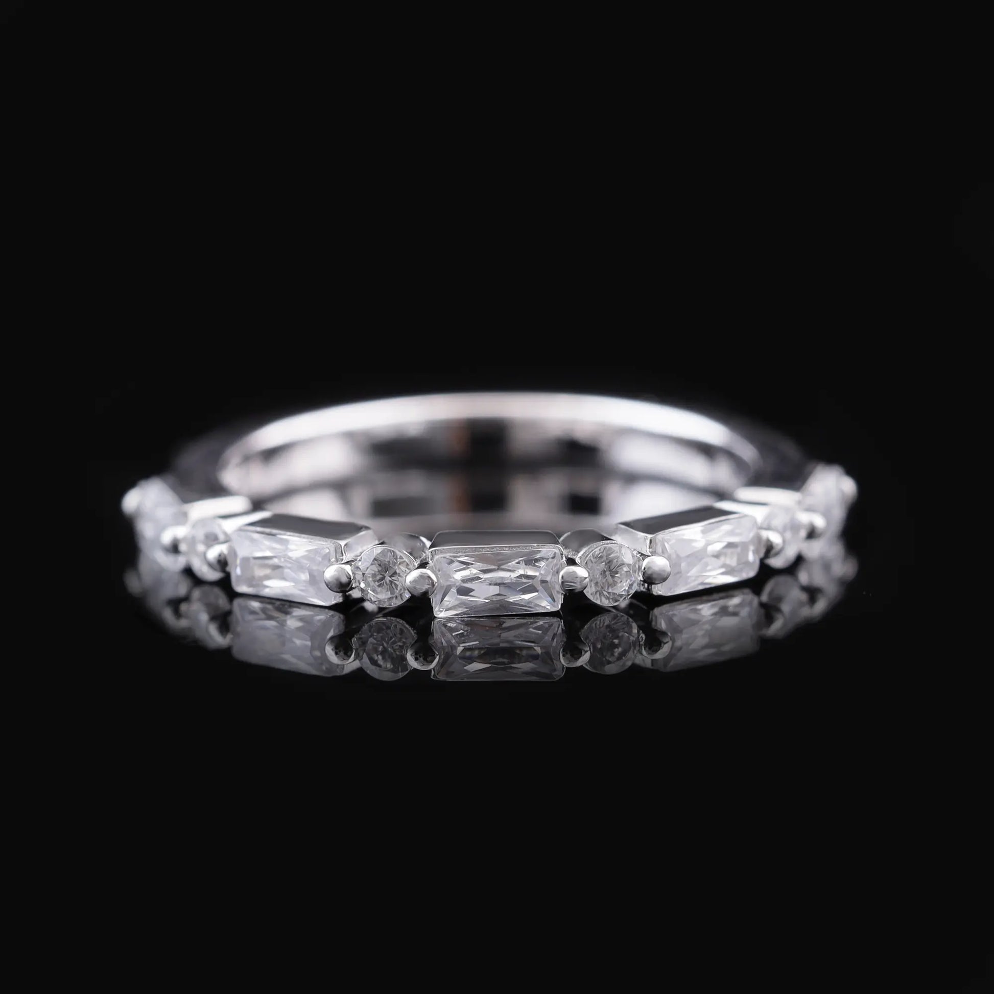 Baguette & Round Cut Diamond Wedding Band Ring Flaunt Glow