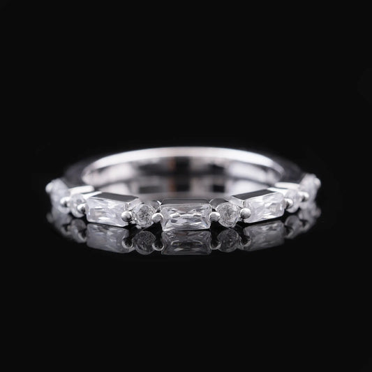 Baguette & Round Cut Diamond Wedding Band Ring Flaunt Glow