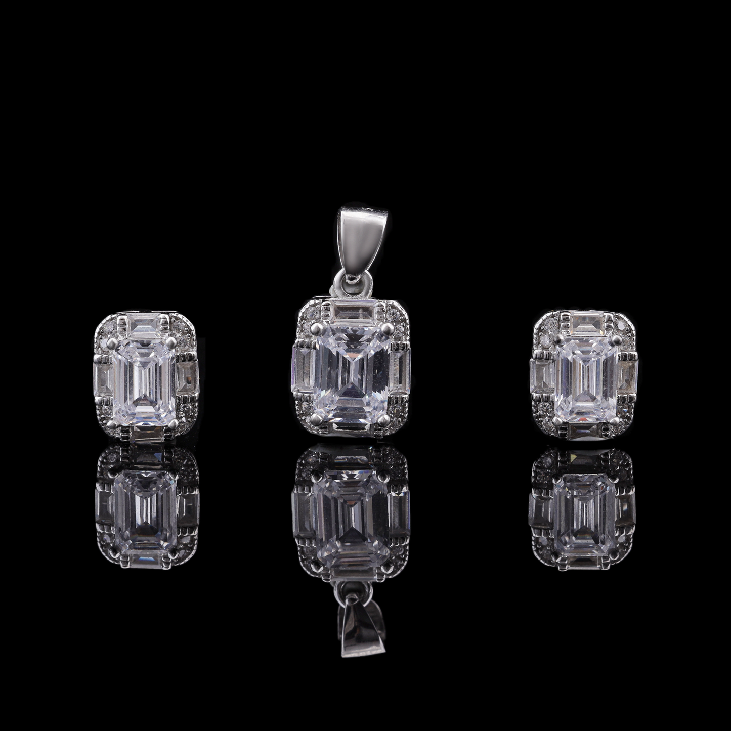 Radiant Emerald Cut Jewelry Set Flaunt Glow