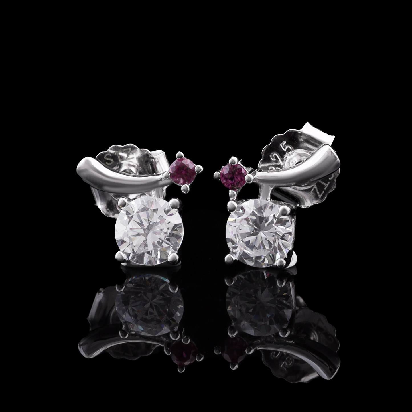 Pink Accent Solitaire Stud Earrings Flaunt Glow