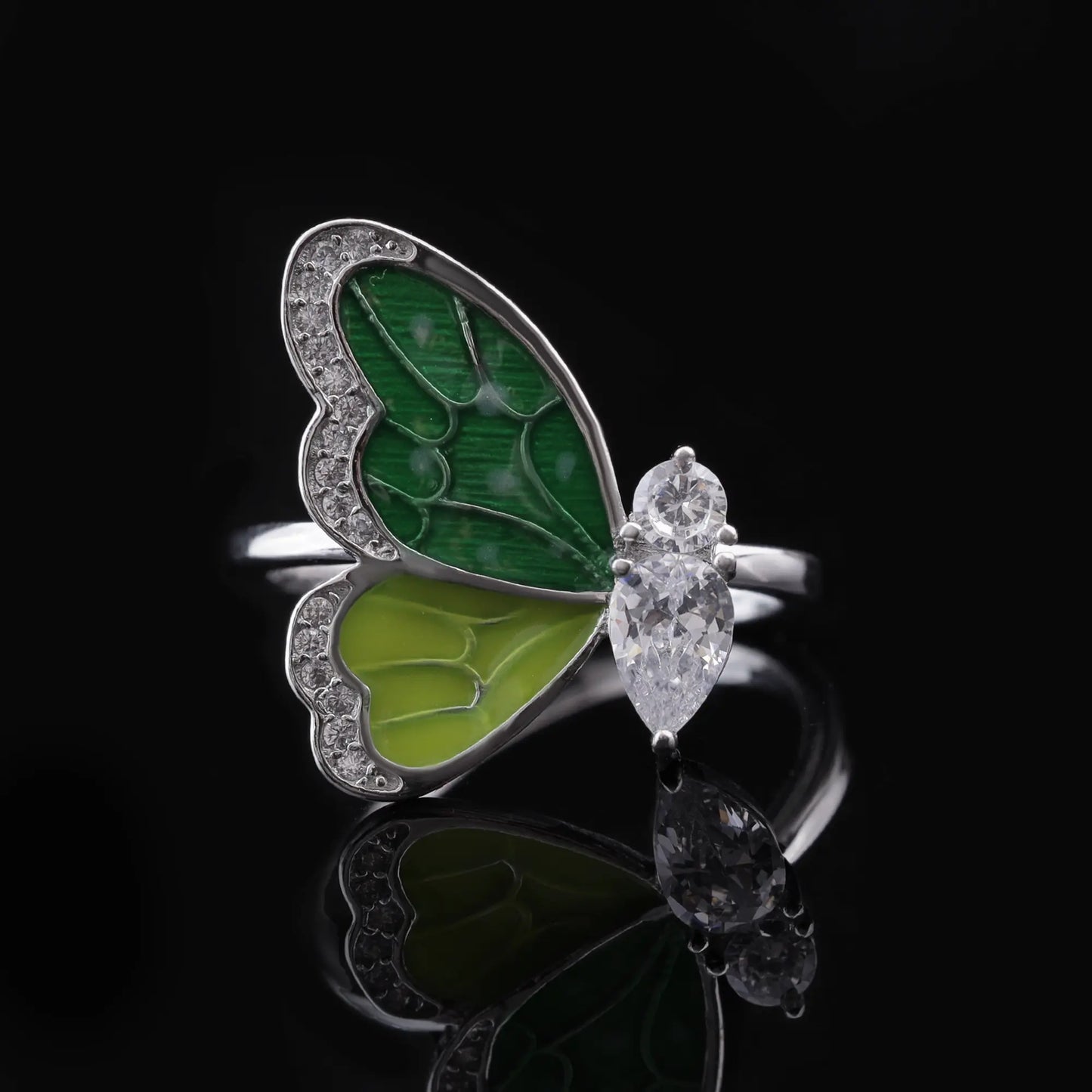 Emerald Butterfly Statement Ring Flaunt Glow