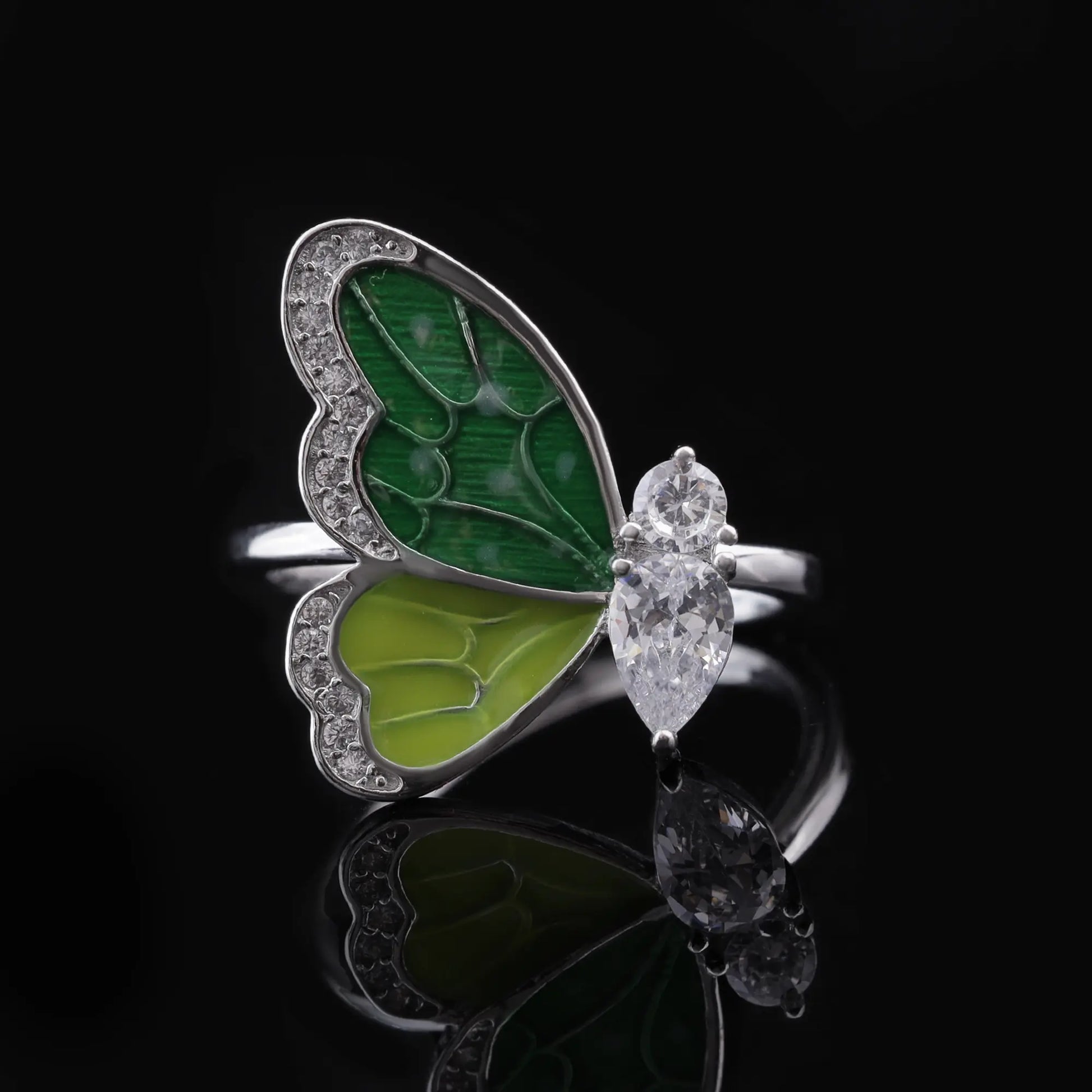 Emerald Butterfly Statement Ring Flaunt Glow