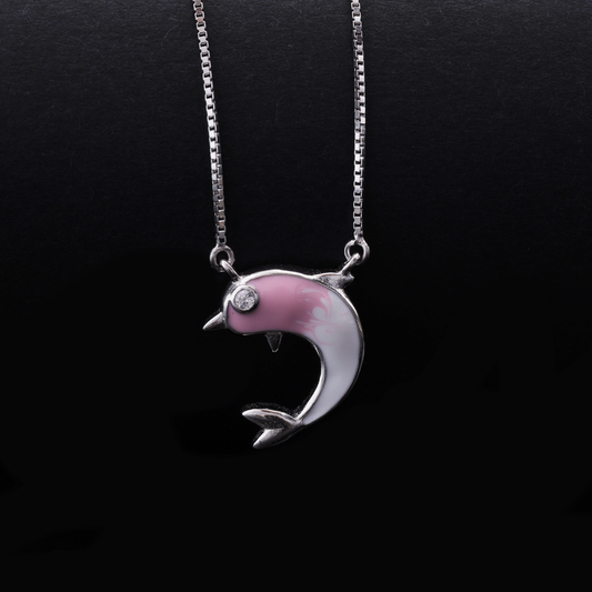 Pink Dolphin Charm Necklace Flaunt Glow