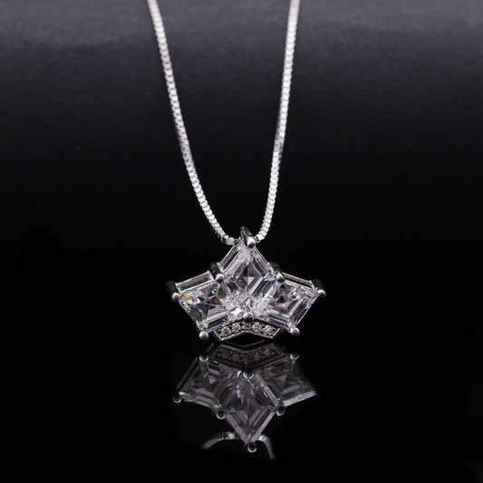 Royal Crown Crystal Pendant Necklace Flaunt Glow