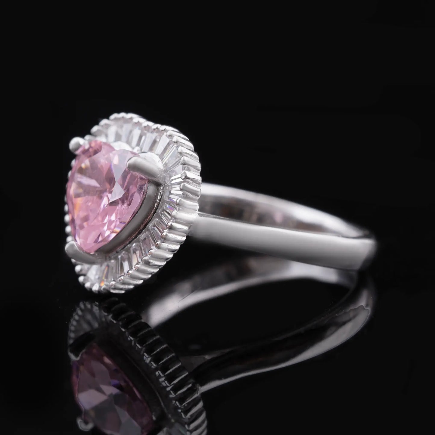 Pink Heart Halo Crystal Ring Flaunt Glow