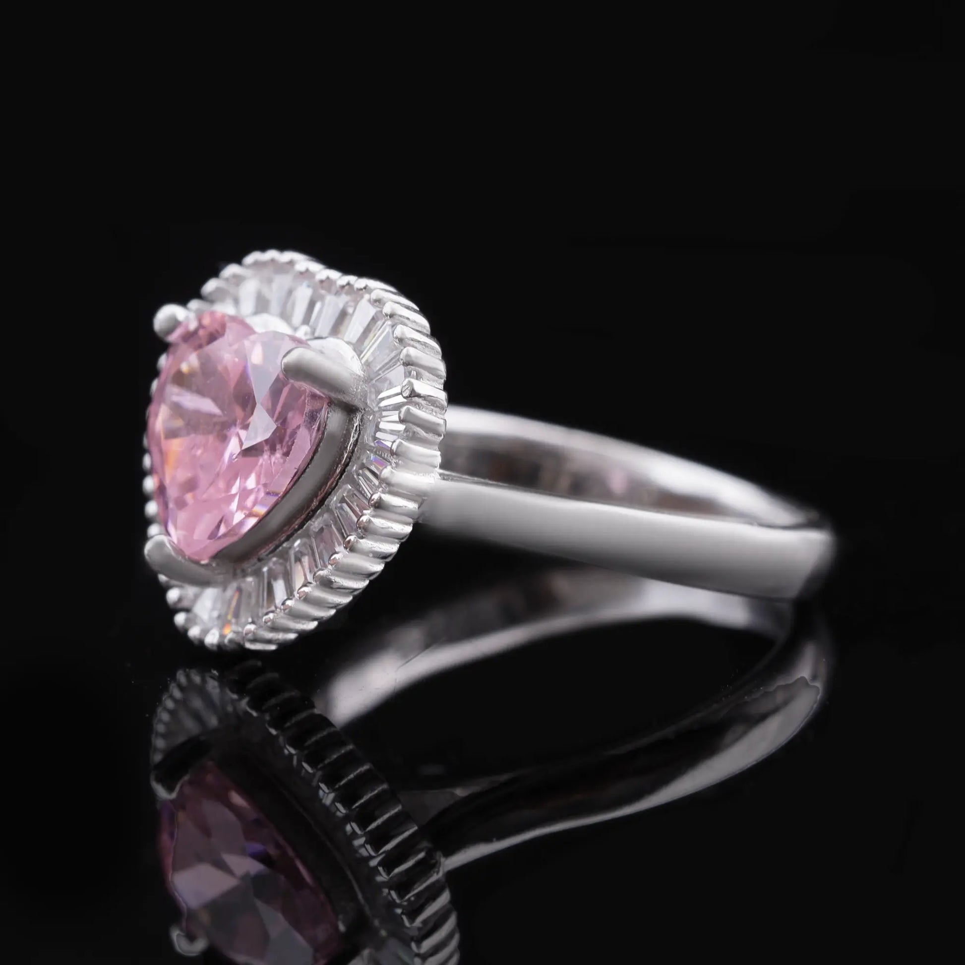 Pink Heart Halo Crystal Ring Flaunt Glow