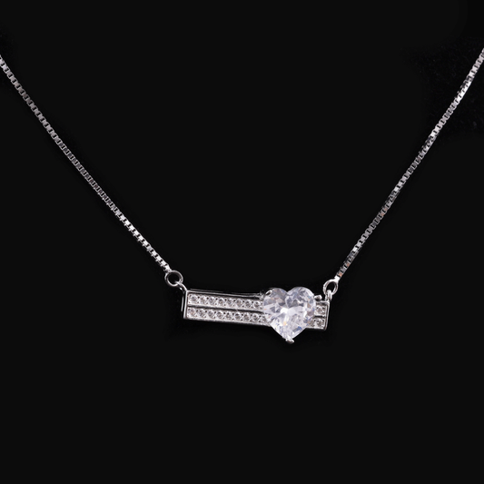 Crystal Heart Bar Pendant Necklace Flaunt Glow