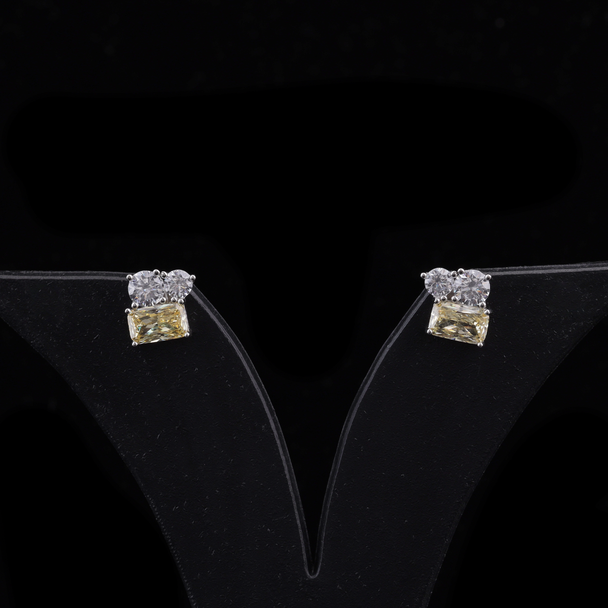 Dual Tone Crystal Stud Earrings Flaunt Glow