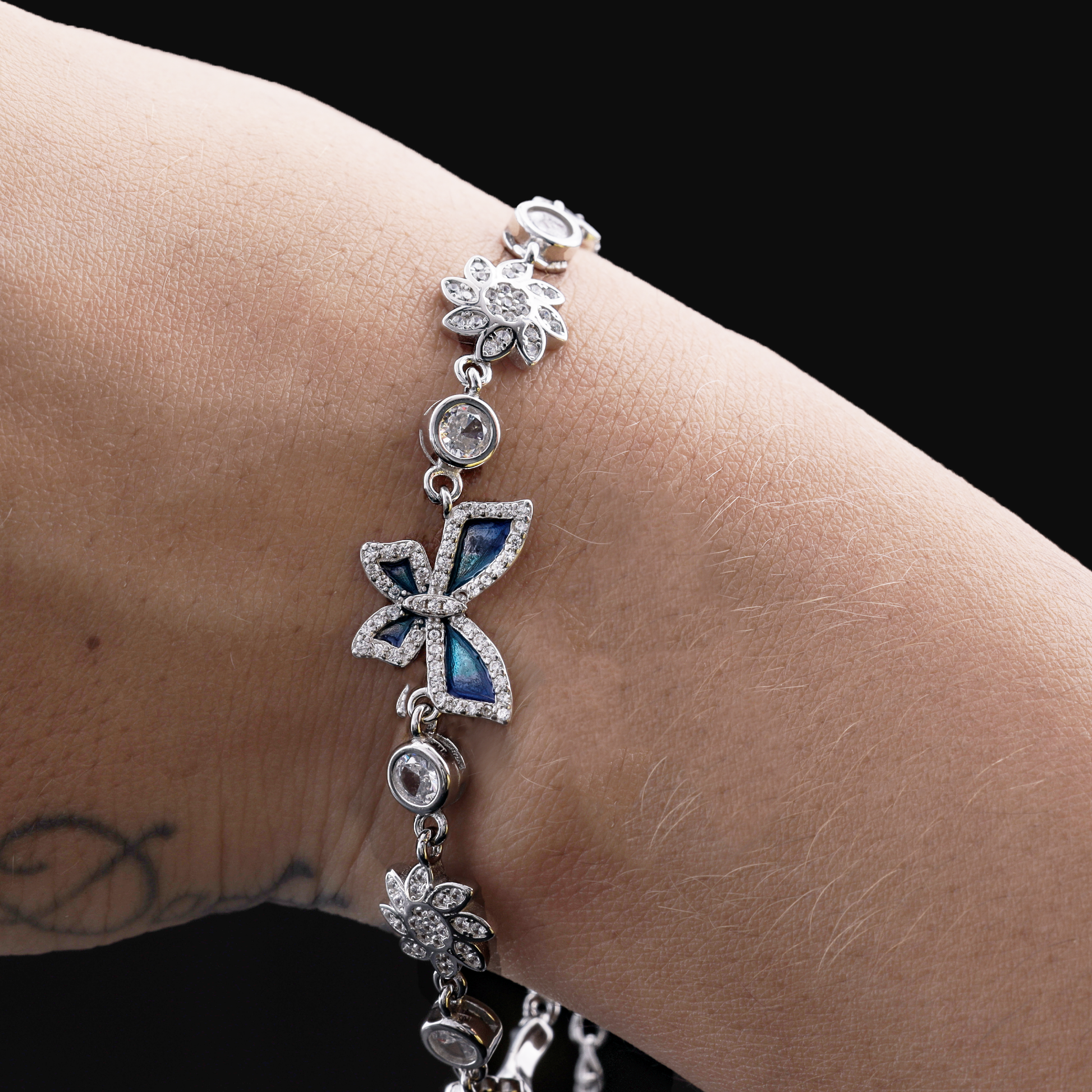 Floral Butterfly Crystal Bracelet Flaunt Glow