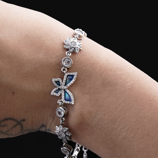 Floral Butterfly Crystal Bracelet Flaunt Glow