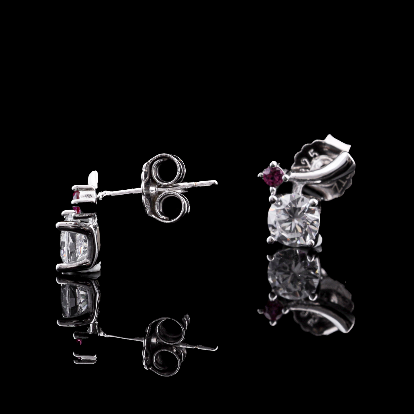 Pink Accent Solitaire Stud Earrings Flaunt Glow
