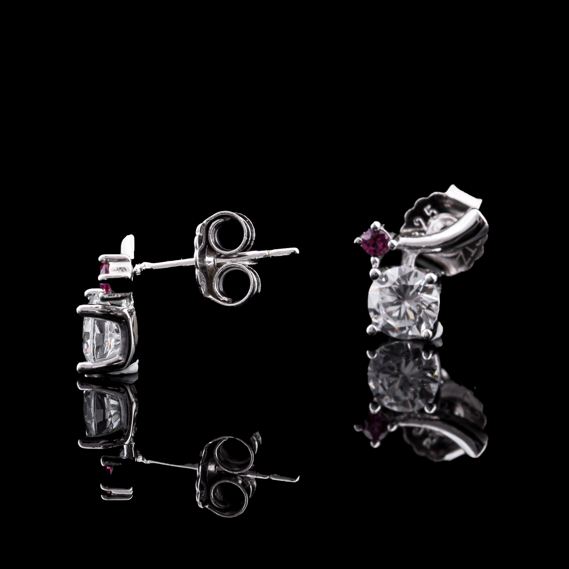 Pink Accent Solitaire Stud Earrings Flaunt Glow