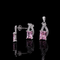 Pink Princess Cut Pendant Earrings Set Flaunt Glow