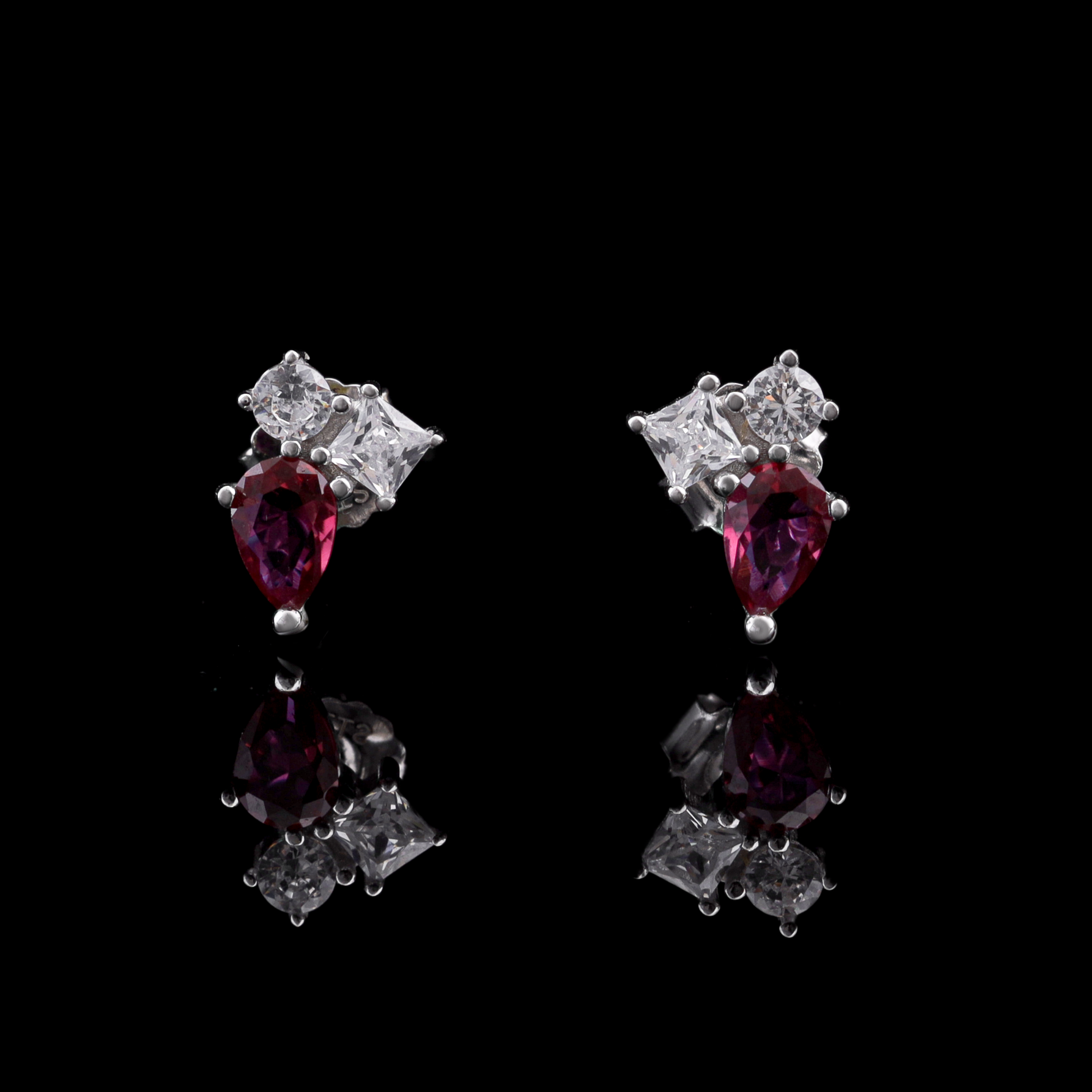 Ruby Cluster Stud Earrings Flaunt Glow