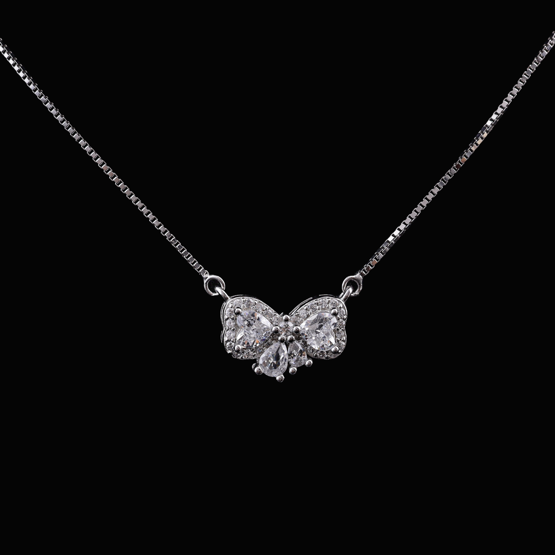 Crystal Butterfly Pendant Necklace Flaunt Glow