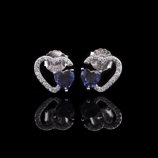 Blue Heart Stud Earrings Flaunt Glow