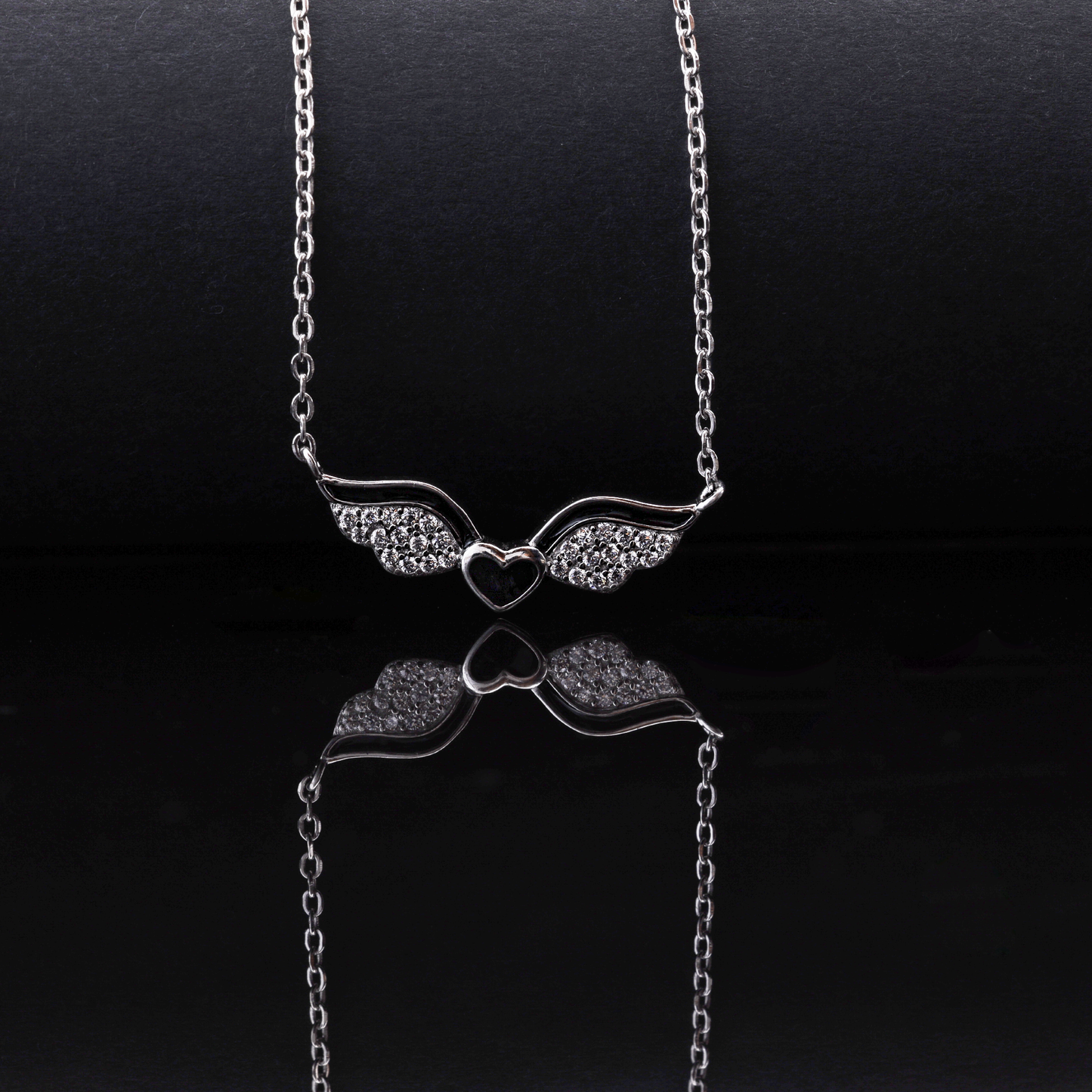 Angel Wing Heart Pendant Necklace Flaunt Glow