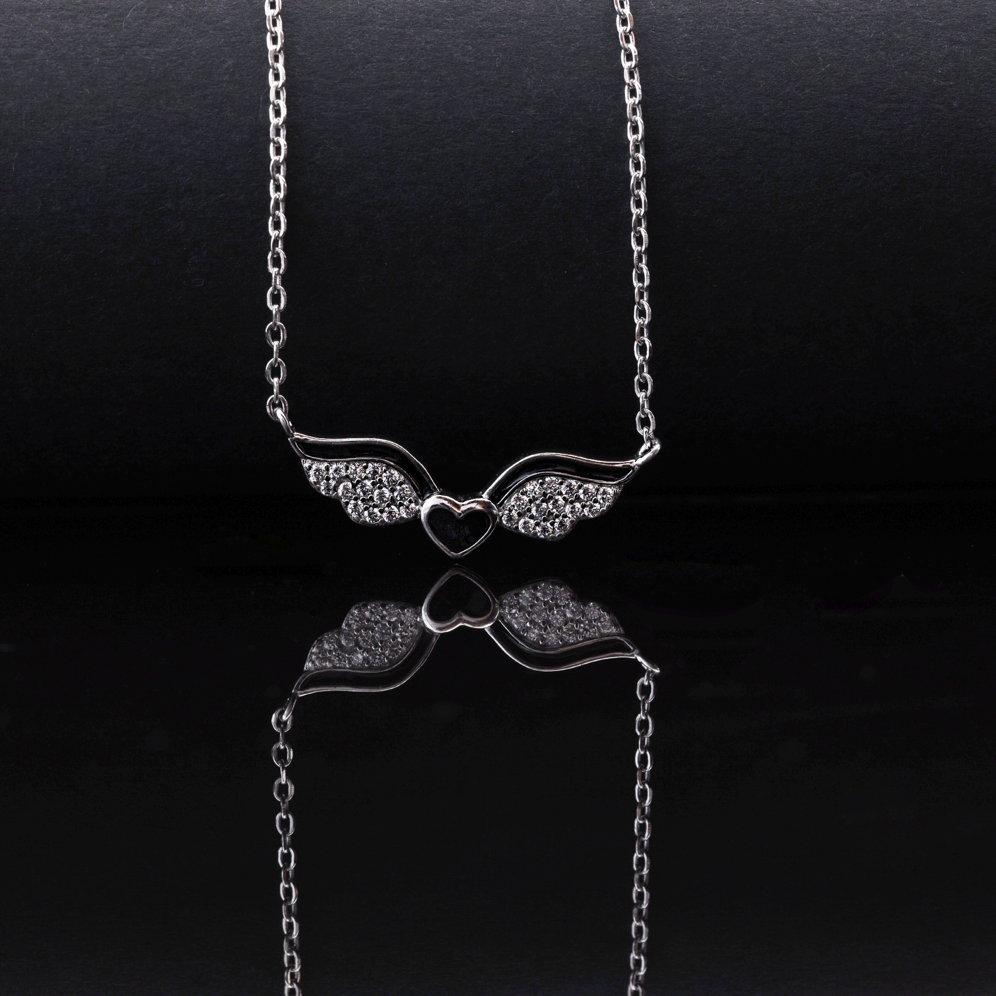 Angel Wing Heart Pendant Necklace Flaunt Glow