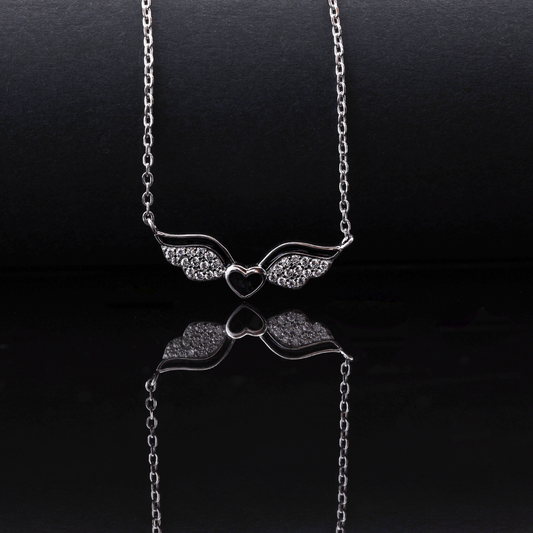 Angel Wing Heart Pendant Necklace Flaunt Glow