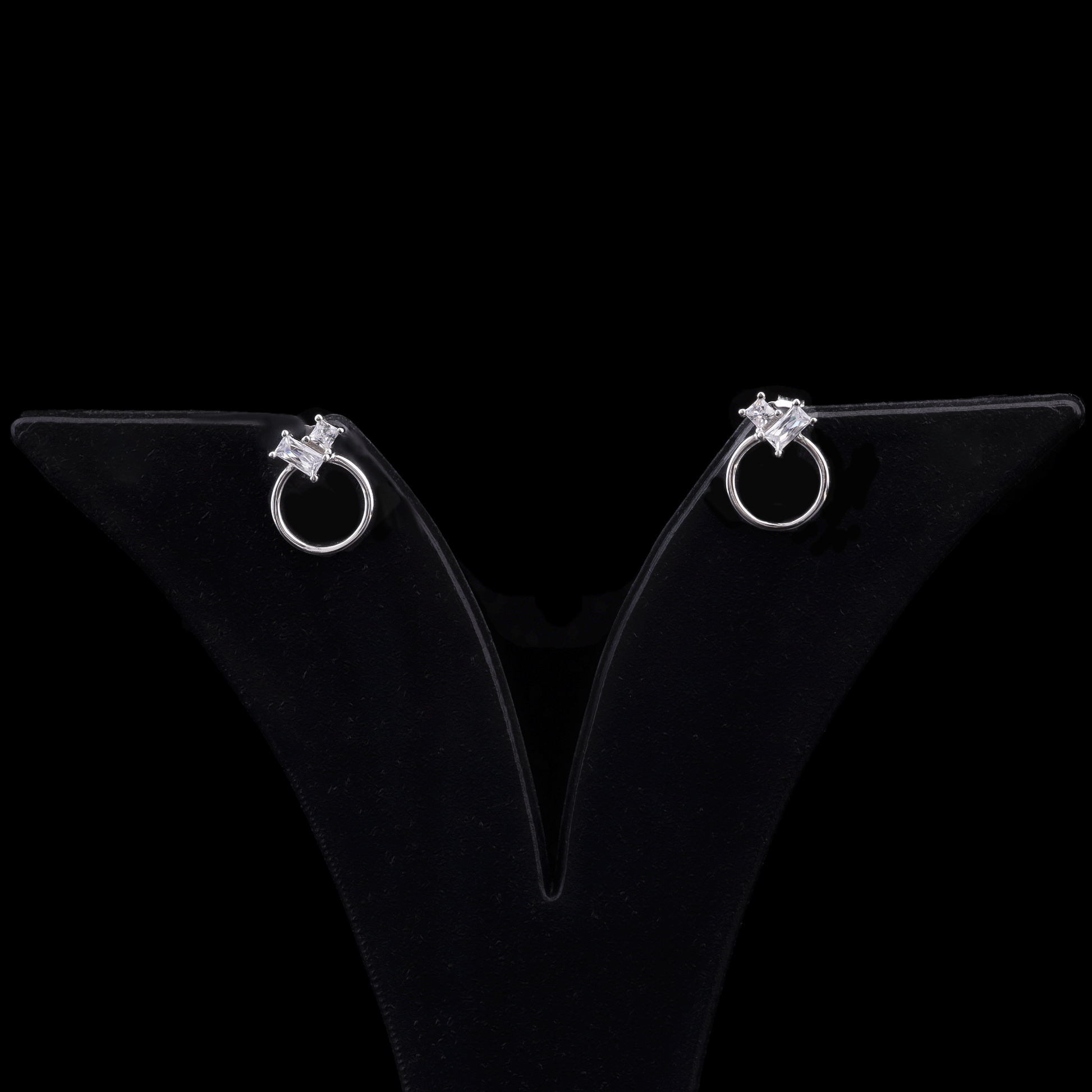 Geometric Crystal Hoop Stud Earrings Flaunt Glow