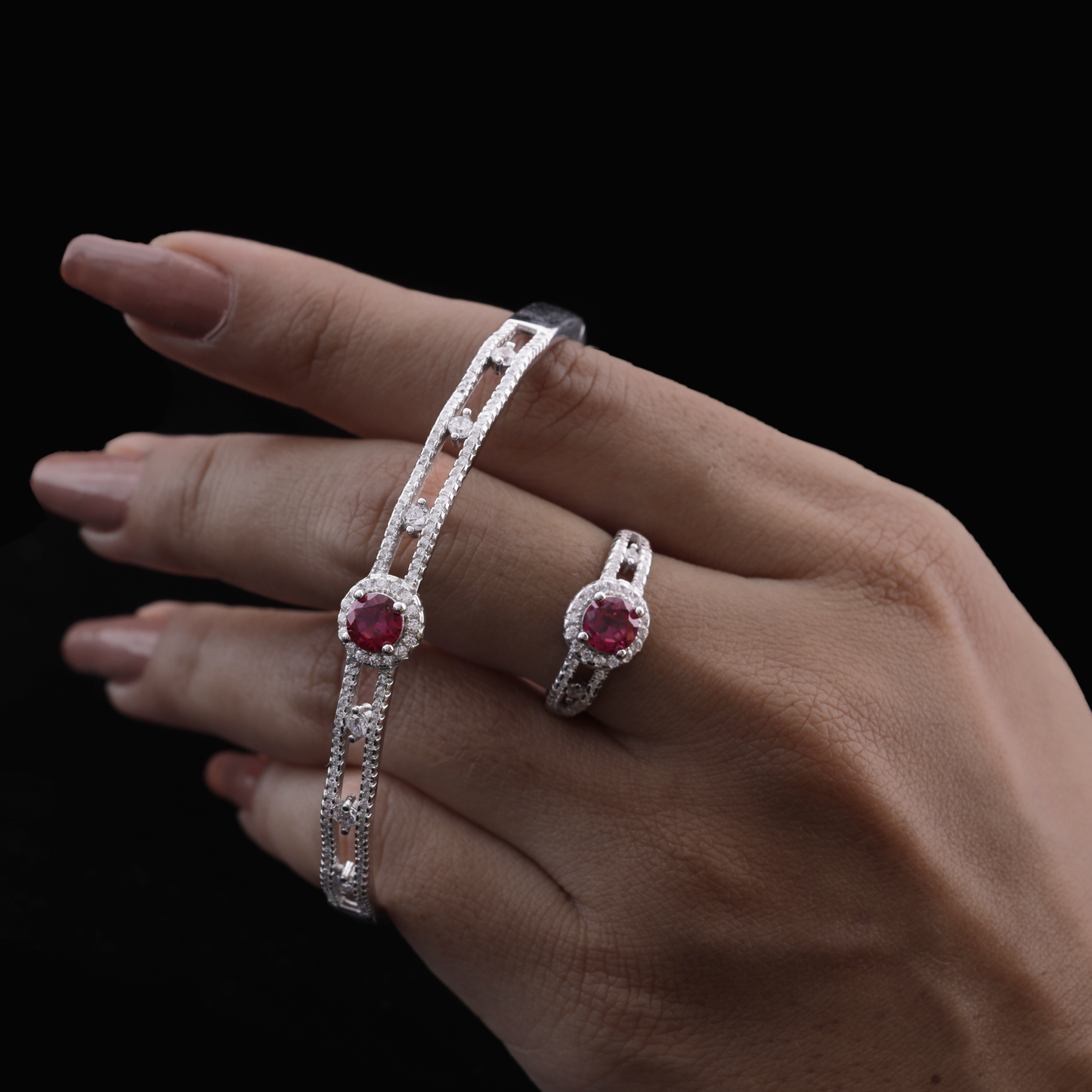 Ruby Radiance Bracelet & Ring Set Flaunt Glow