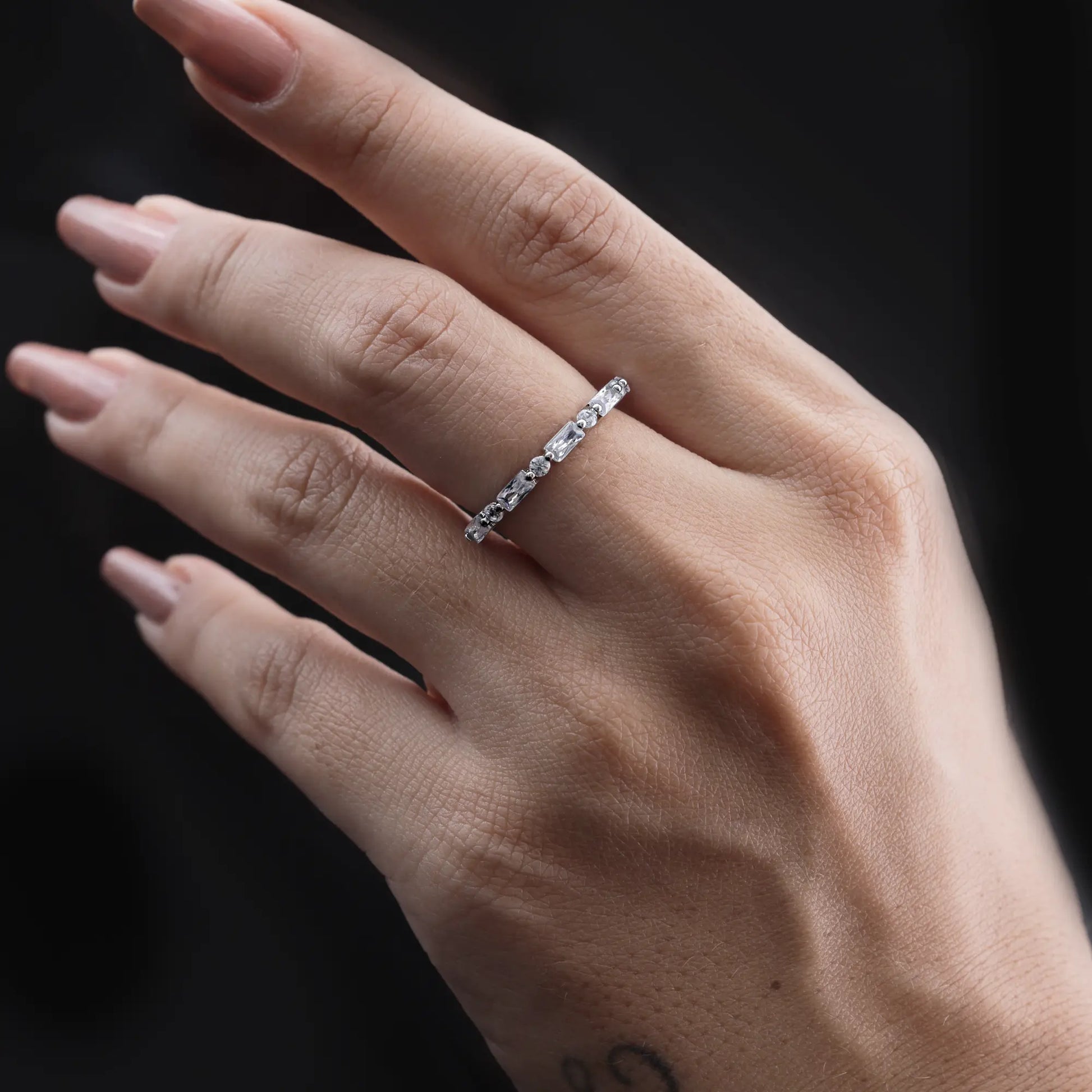 Baguette & Round Cut Diamond Wedding Band Ring Flaunt Glow