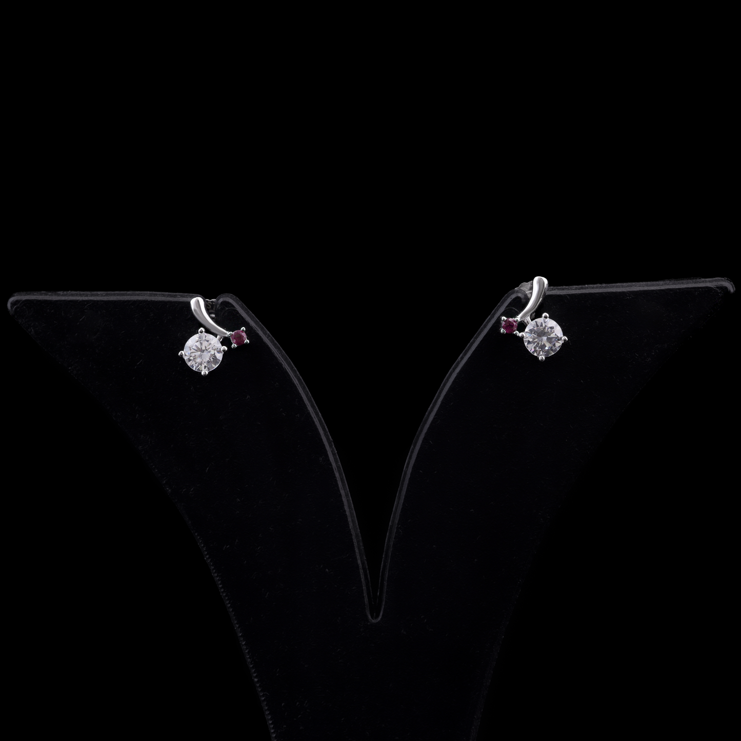 Pink Accent Solitaire Stud Earrings Flaunt Glow