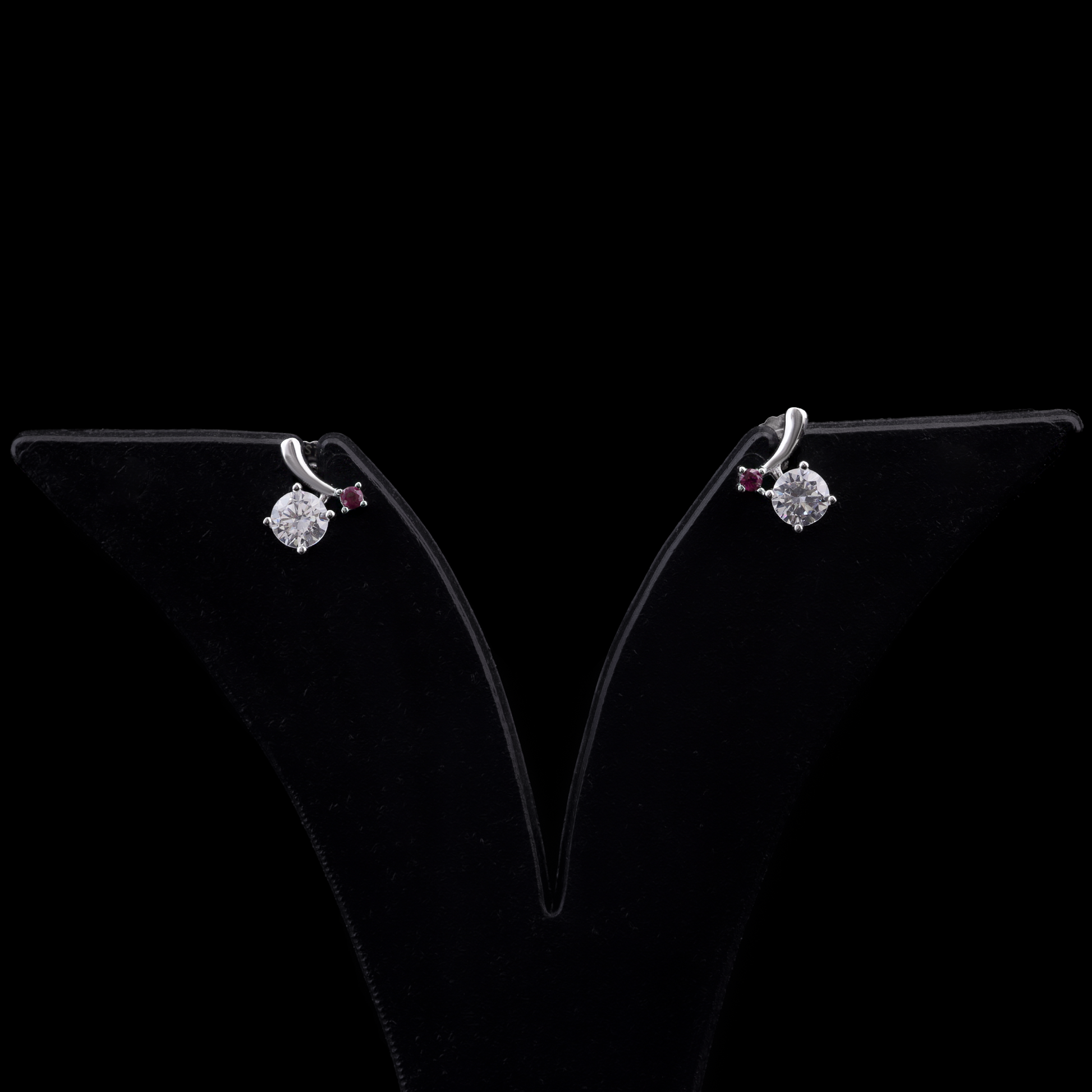 Pink Accent Solitaire Stud Earrings Flaunt Glow