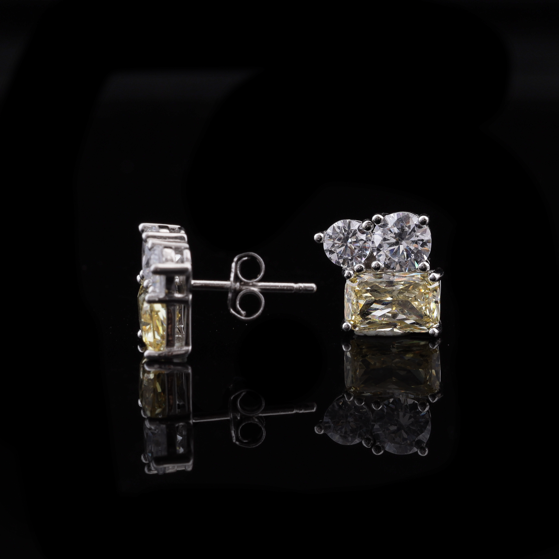 Dual Tone Crystal Stud Earrings Flaunt Glow