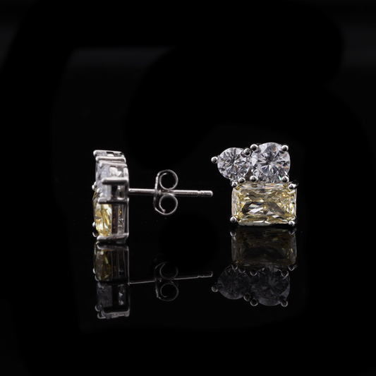 Dual Tone Crystal Stud Earrings Flaunt Glow