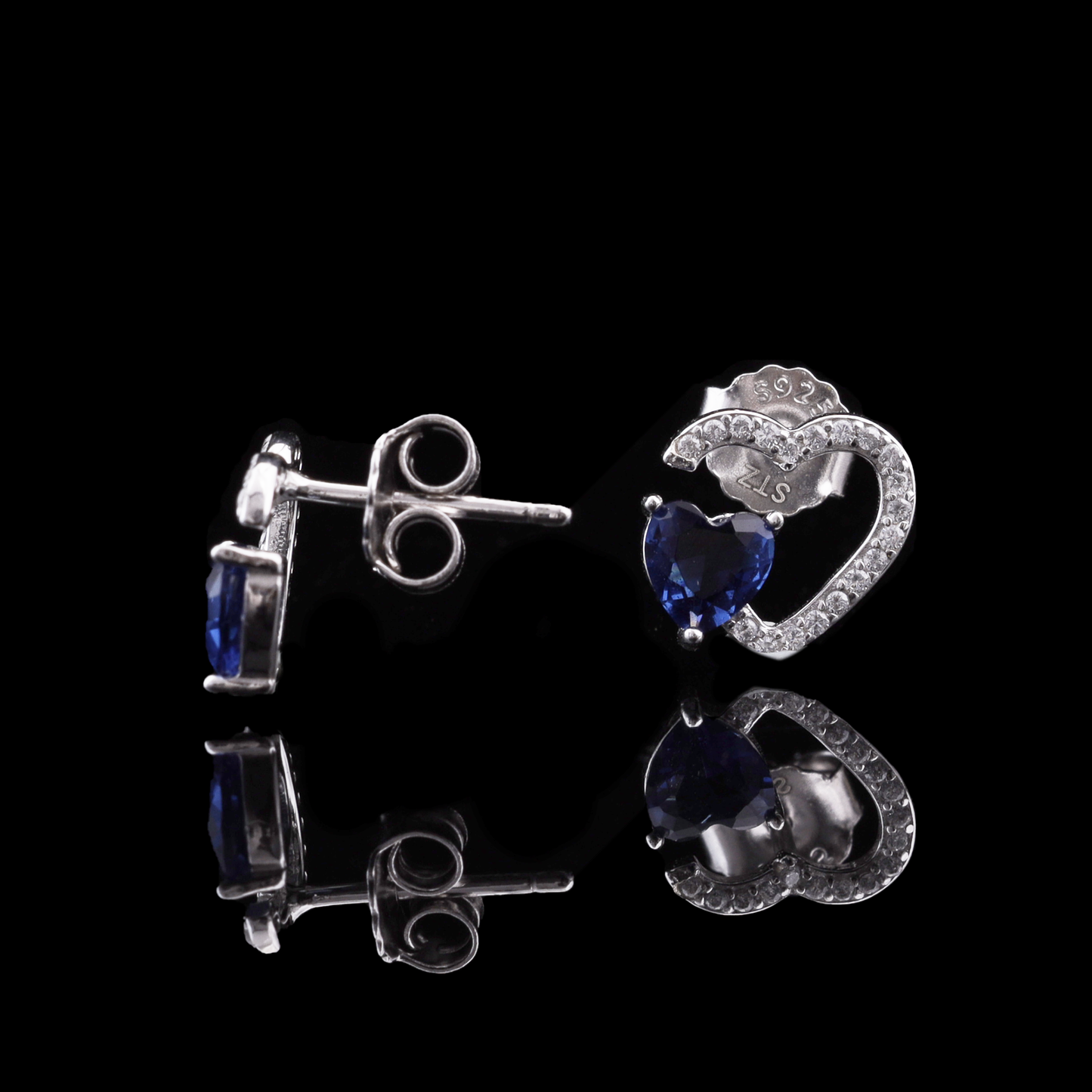 Blue Heart Stud Earrings Flaunt Glow