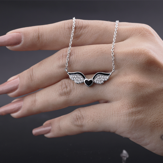 Angel Wing Heart Pendant Necklace Flaunt Glow